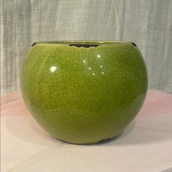 Source Unknown Other - Green Crackle Glazed Ceramic Bowl